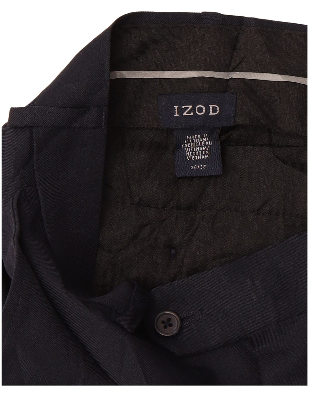 IZOD Mens Straight Suit Trousers W34 L32 Navy Blue Polyester