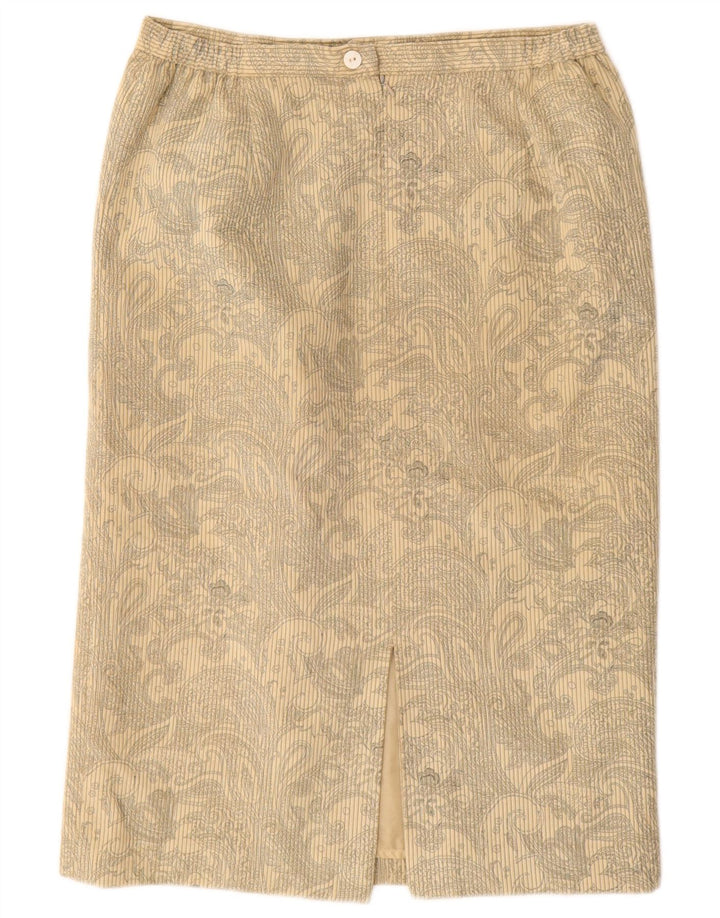 EASTEX Womens Corduroy Straight Skirt UK 14 Medium  Beige Floral Polyester