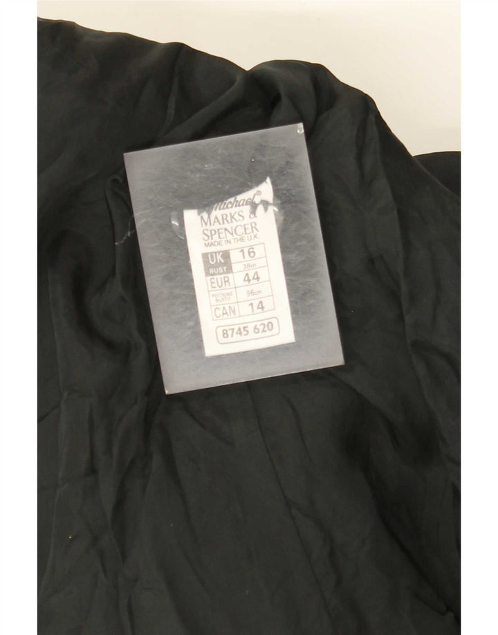 Marks & Spencer Womens 3 Button Blazer Jacket UK 16 Large Grey Houndstooth