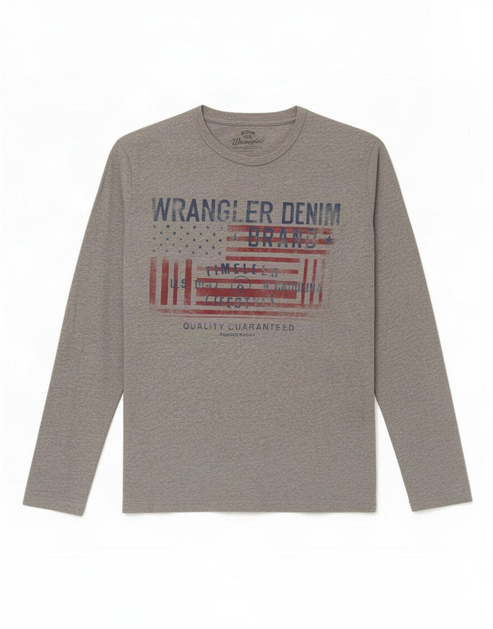 Wrangler Mens Graphic Top Long Sleeve Medium Grey Cotton
