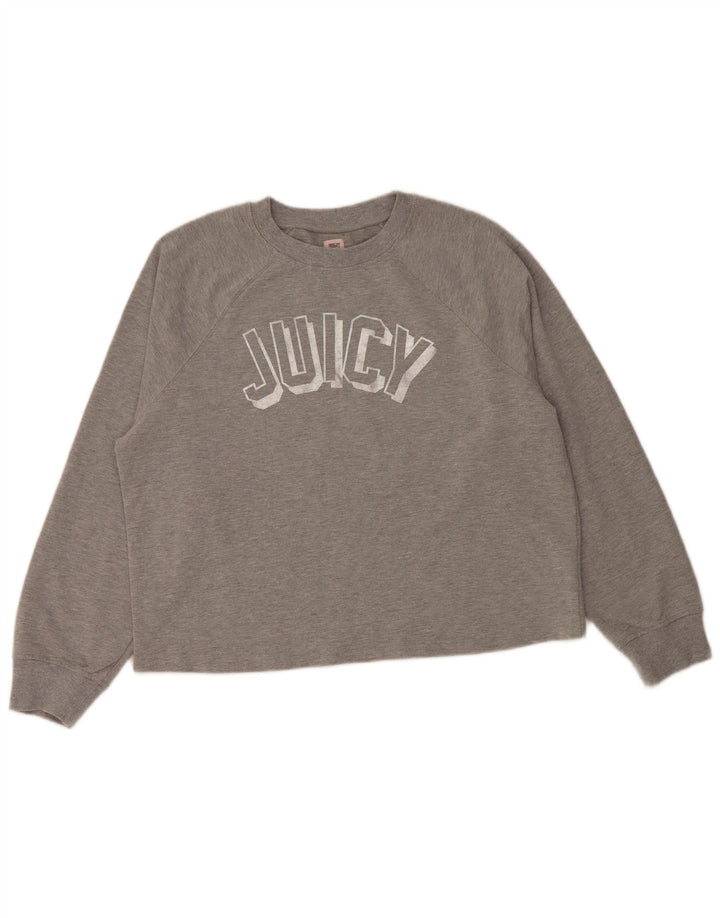 JUICY COUTURE Womens Graphic Sweatshirt Jumper UK 18 XL Grey Cotton
