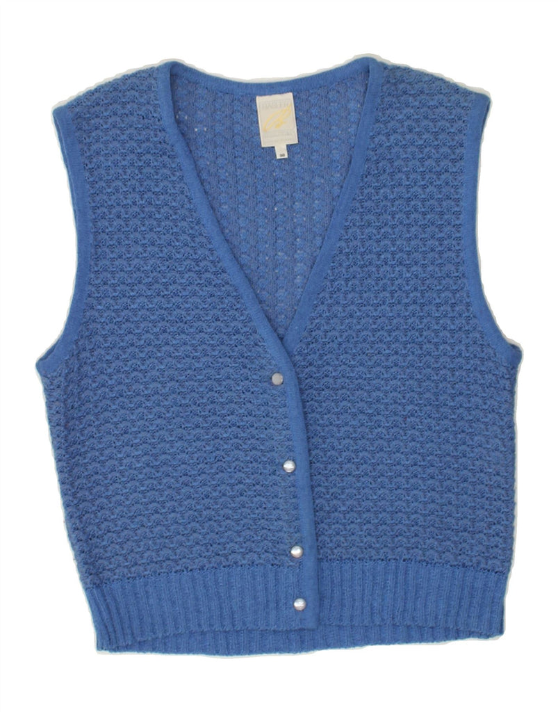 BASLER Womens Crop Sleeveless Cardigan Sweater EU 38  Medium Blue Acrylic | Vintage Basler | Thrift | Second-Hand Basler | Used Clothing | Messina Hembry 