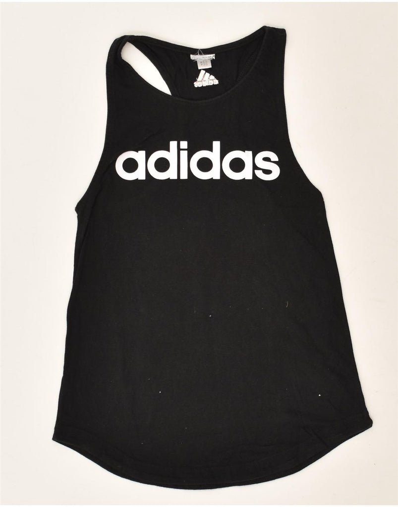 ADIDAS Womens Graphic Vest Top UK 6 XS Black | Vintage Adidas | Thrift | Second-Hand Adidas | Used Clothing | Messina Hembry 