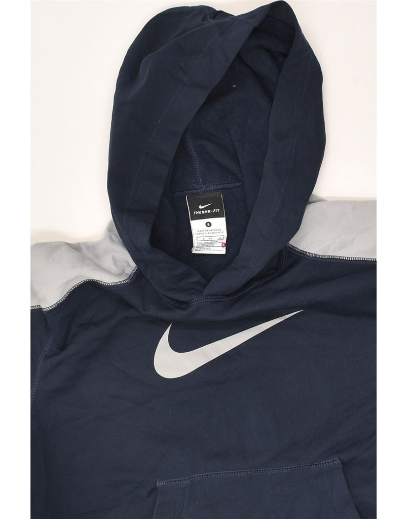 NIKE Boys Therma-Fit Graphic Hoodie Jumper 8-9 Years Small  Navy Blue | Vintage Nike | Thrift | Second-Hand Nike | Used Clothing | Messina Hembry 