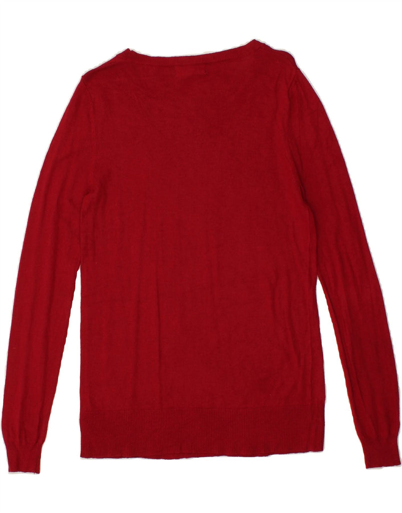 MOSSIMO Womens Boat Neck Jumper Sweater UK 12 Medium Red Nylon Vintage Mossimo and Second-Hand Mossimo from Messina Hembry 