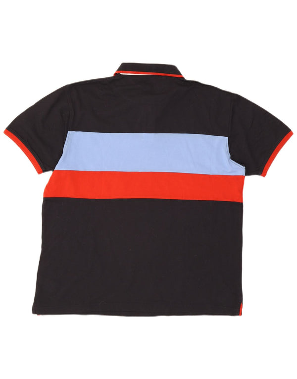 Harmont & Blaine Mens Polo Shirt 3XL Navy Blue Colourblock Cotton