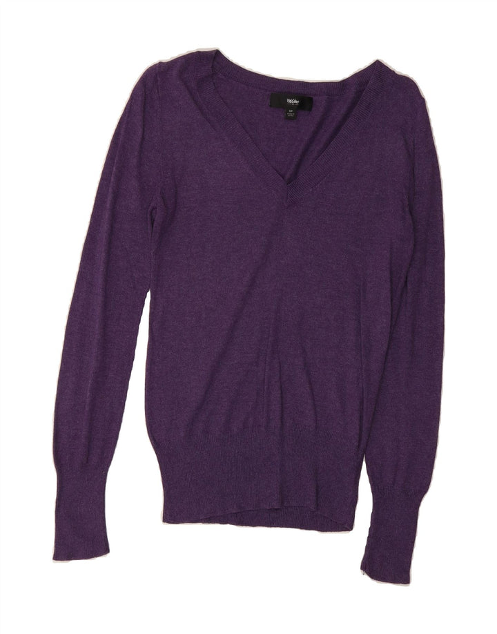 MOSSIMO Womens V-Neck Jumper Sweater UK 10 Small Purple Nylon Vintage Mossimo and Second-Hand Mossimo from Messina Hembry 
