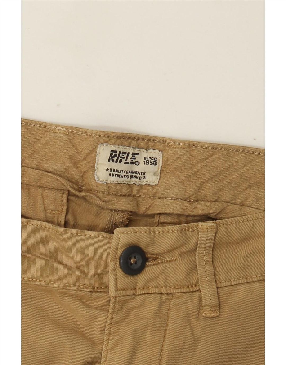 Rifle Mens Slim Chino Trousers W32 L32 Beige Cotton