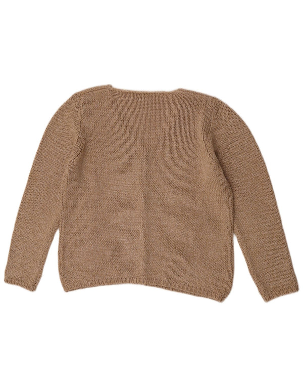 Vintage Womens Cardigan Sweater UK 14 Medium Beige Cotton