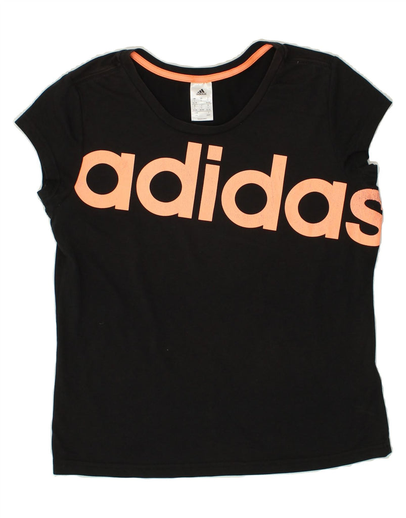 ADIDAS Womens Graphic T-Shirt Top UK 16/18 Large Black Cotton | Vintage Adidas | Thrift | Second-Hand Adidas | Used Clothing | Messina Hembry 