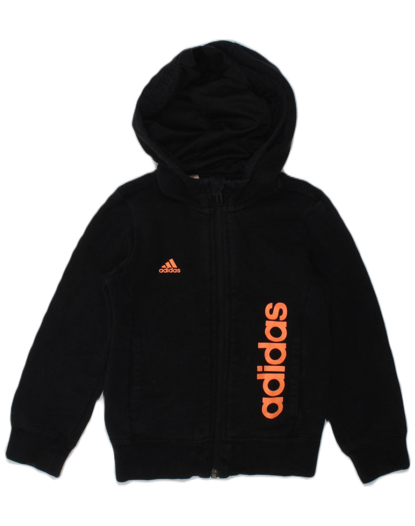 ADIDAS Girls Climalite Graphic Zip Hoodie Sweater 4-5 Years Black Cotton | Vintage Adidas | Thrift | Second-Hand Adidas | Used Clothing | Messina Hembry 