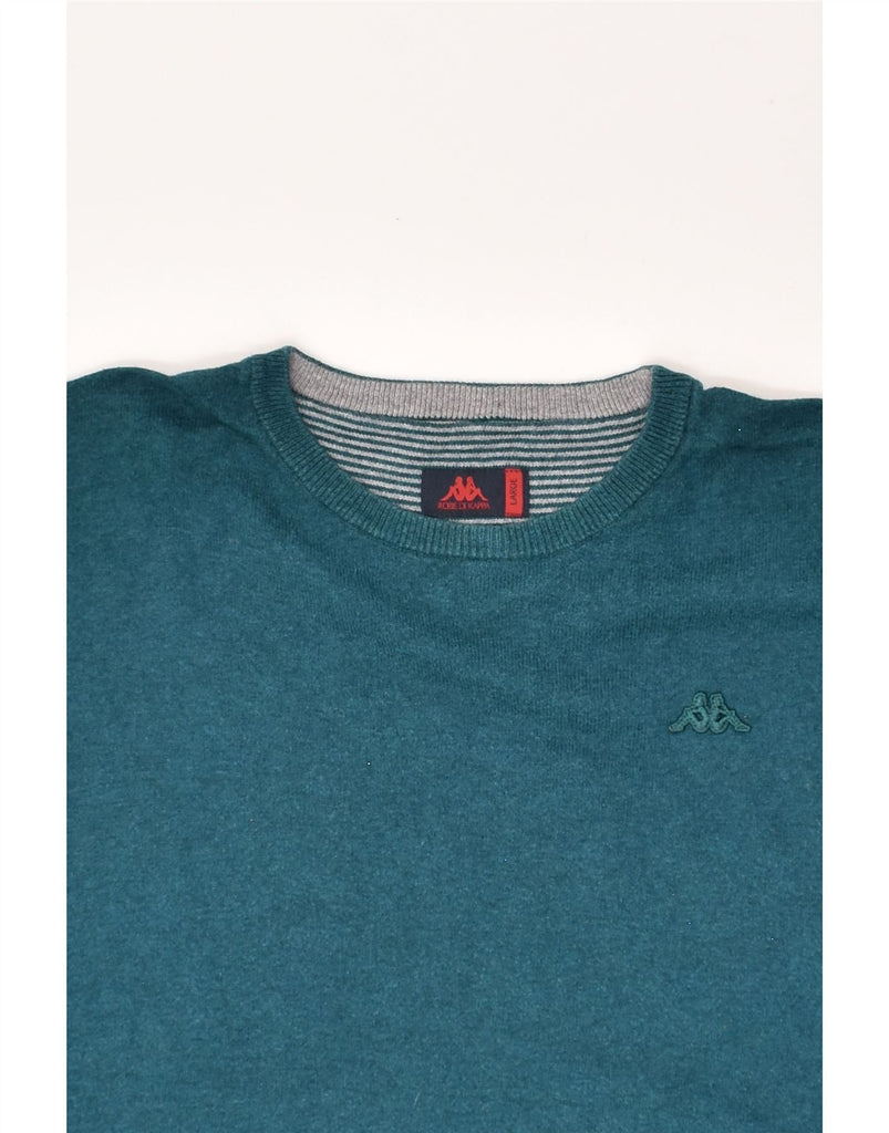 KAPPA Mens Crew Neck Jumper Sweater Large Turquoise Cotton | Vintage Kappa | Thrift | Second-Hand Kappa | Used Clothing | Messina Hembry 