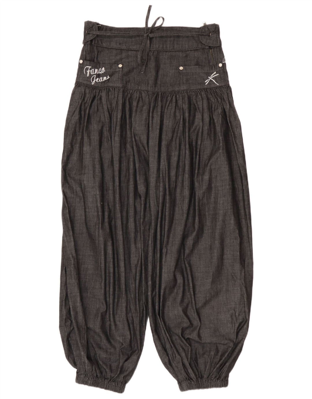 Vintage Womens Harem Trousers W28 L26 Grey Cotton