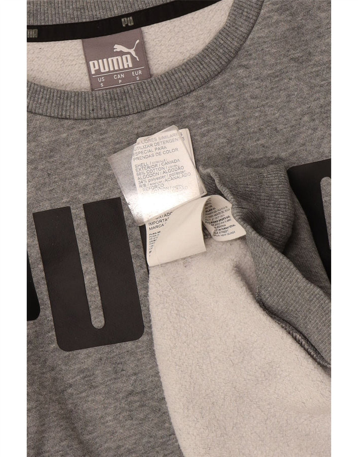 Puma Womens Graphic Sweatshirt Jumper UK 10 Small Grey Flecked Cotton