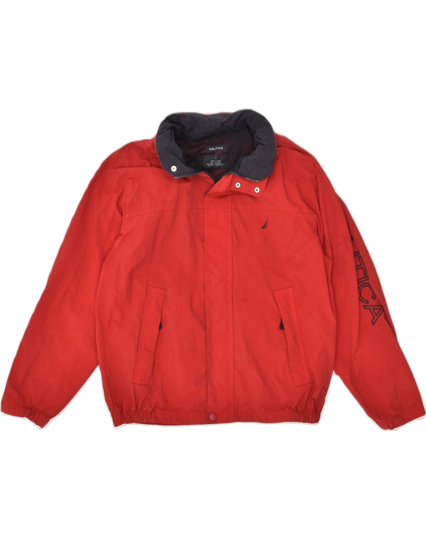 NAUTICA Mens Hooded Bomber Jacket UK 40 Large Red Nylon, Vintage &  Second-Hand Clothing Online