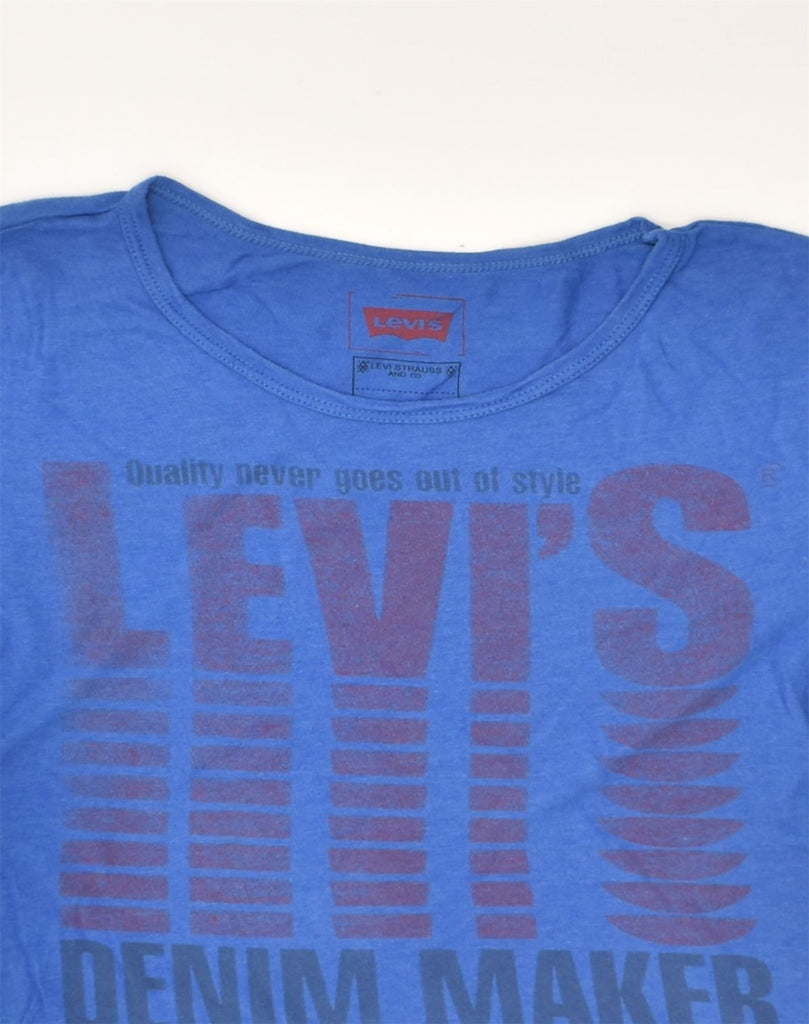 LEVI'S Womens Graphic T-Shirt Top UK 10 Small Blue Cotton | Vintage Levi's | Thrift | Second-Hand Levi's | Used Clothing | Messina Hembry 