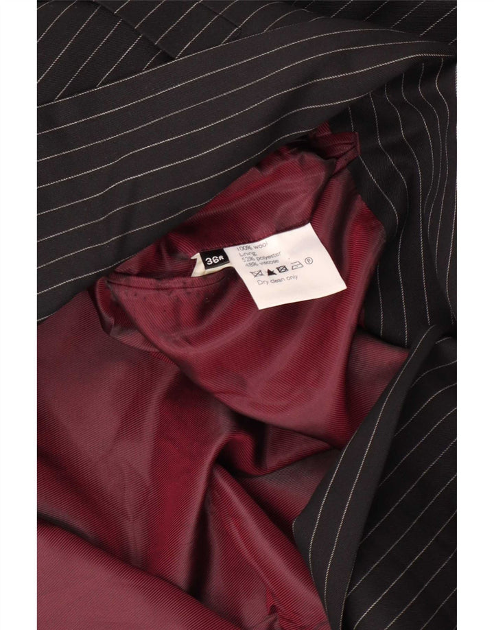 John Lewis Mens 2 Button Blazer Jacket UK 36 Small Black Pinstripe Wool