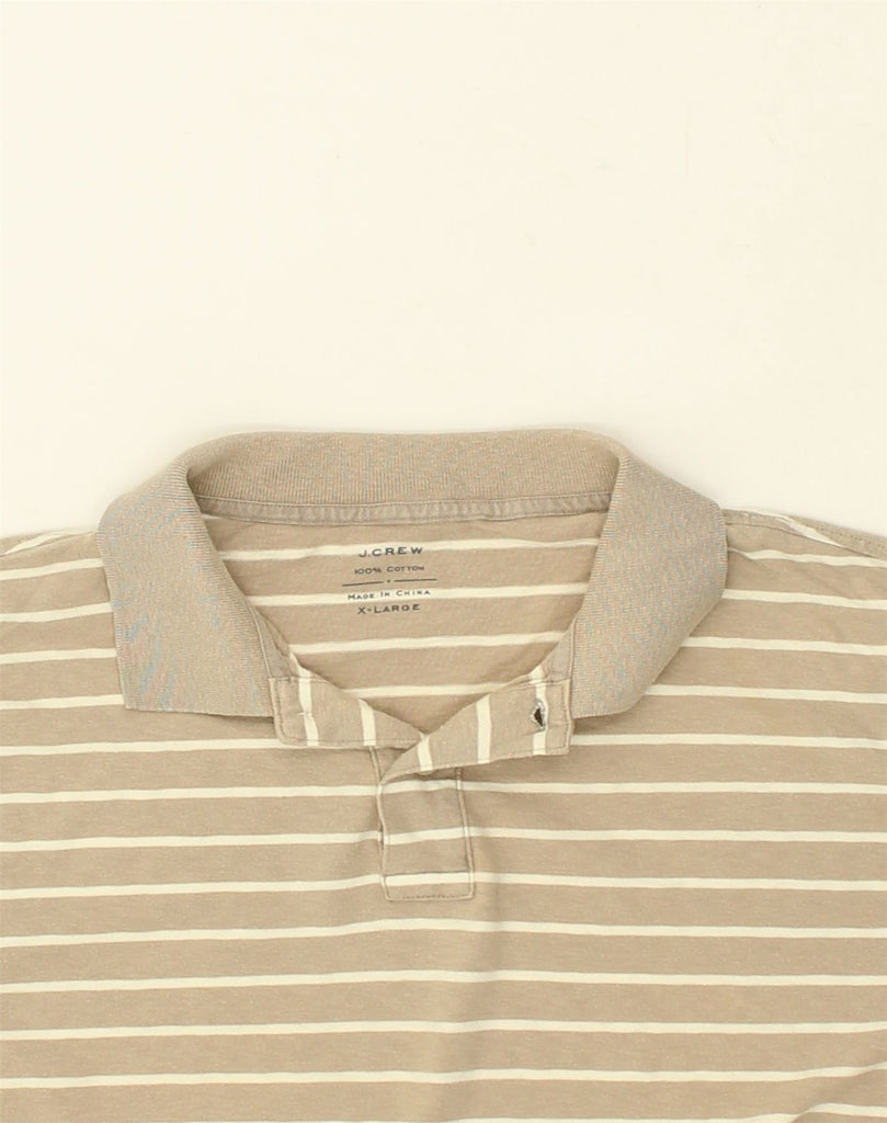 J. CREW Mens Polo Shirt XL Beige Striped Cotton | Vintage J. Crew | Thrift | Second-Hand J. Crew | Used Clothing | Messina Hembry 