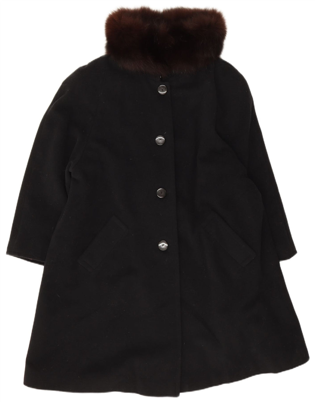 Luisa Spagnoli Womens Overcoat UK 14 Medium Black Virgin Wool