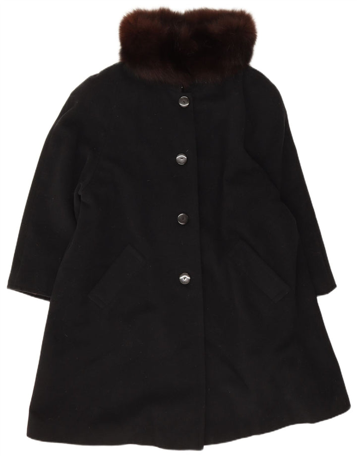 Luisa Spagnoli Womens Overcoat UK 14 Medium Black Virgin Wool