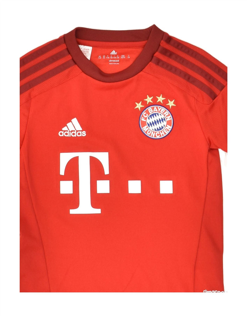 ADIDAS Boys FC Bayern Munchen Graphic T-Shirt Top 7-8 Years Red | Vintage Adidas | Thrift | Second-Hand Adidas | Used Clothing | Messina Hembry 