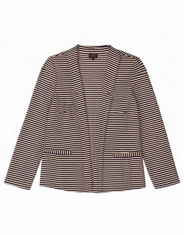 Marks & Spencer Womens Cardigan Sweater UK 10 Small Navy Blue Striped