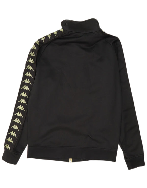 Kappa Womens Graphic Tracksuit Top Jacket UK 12 Medium Black Polyester