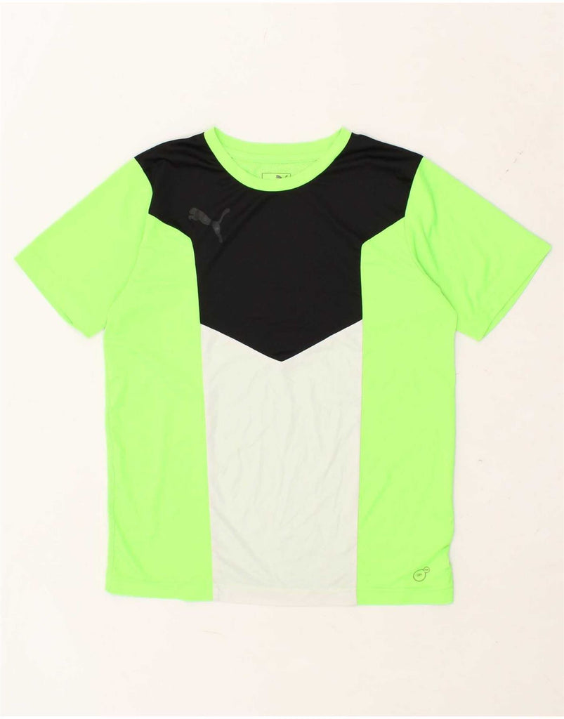 PUMA Boys Graphic T-Shirt Top 13-14 Years Green Colourblock Polyester Vintage Puma and Second-Hand Puma from Messina Hembry 