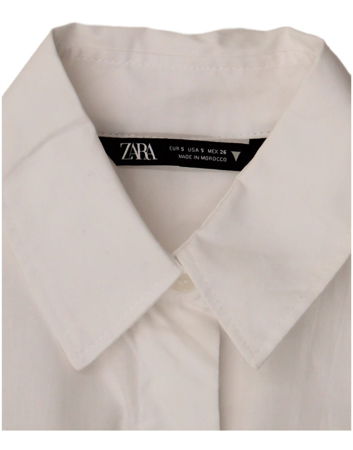 Zara Womens Short Sleeve Oversized Shirt UK 10 Small White