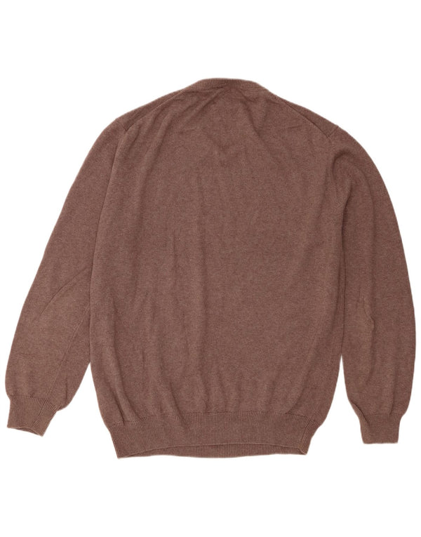 Crew Clothing Mens Regular Fit V-Neck Jumper Sweater XL Brown Cotton