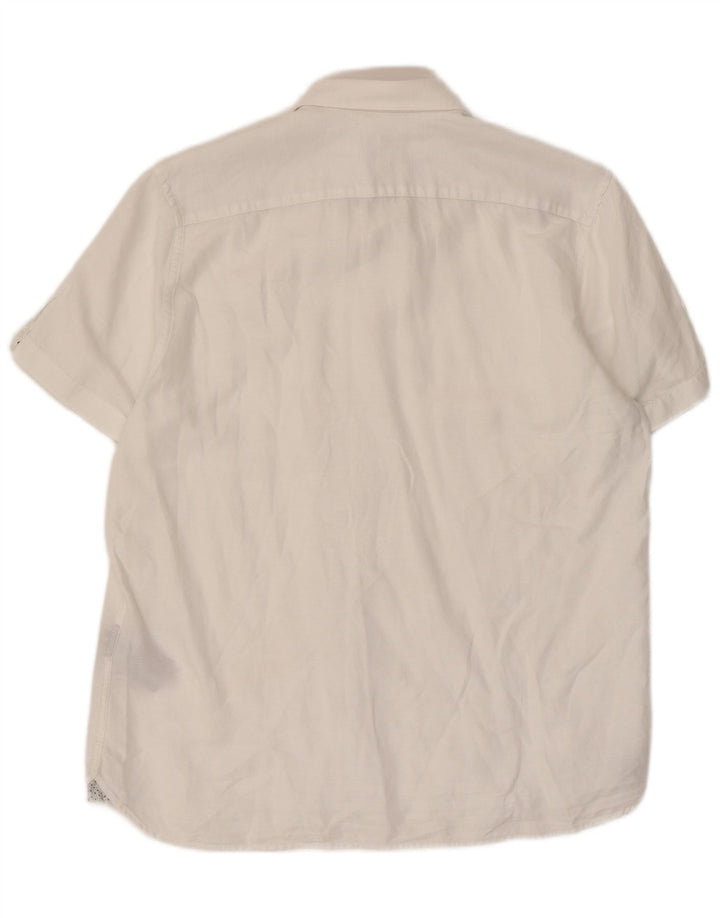 Ted Baker Mens Short Sleeve Shirt Size 5 XL White Cotton