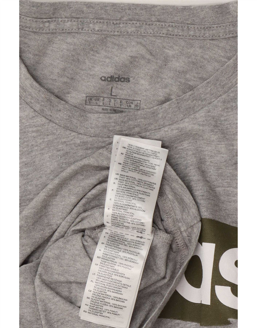 Adidas Mens Graphic T-Shirt Top Large Grey Cotton