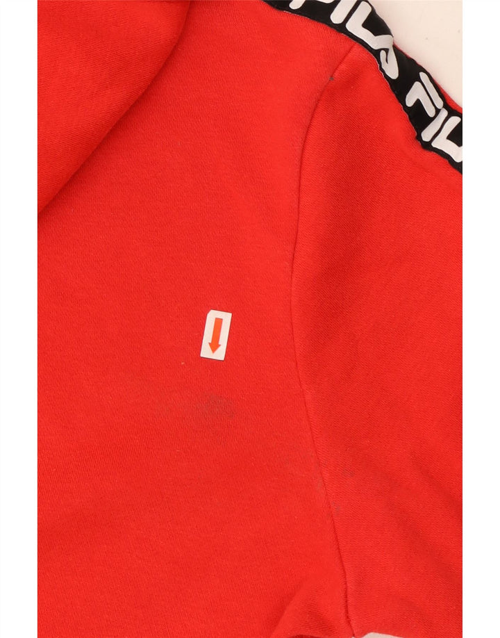 FILA Mens Graphic Hoodie Jumper Small Red Colourblock Cotton