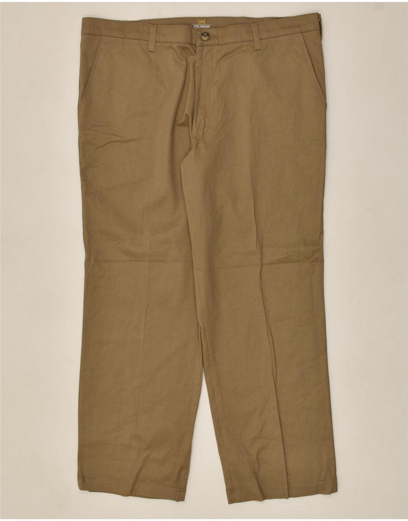 LEE Mens Total Freedom Straight Casual Trousers W40 L30 Brown Cotton | Vintage Lee | Thrift | Second-Hand Lee | Used Clothing | Messina Hembry 