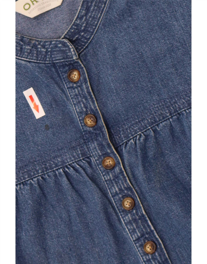Orvis Womens 3/4 Sleeve Denim Dress US 8 Medium Blue Cotton