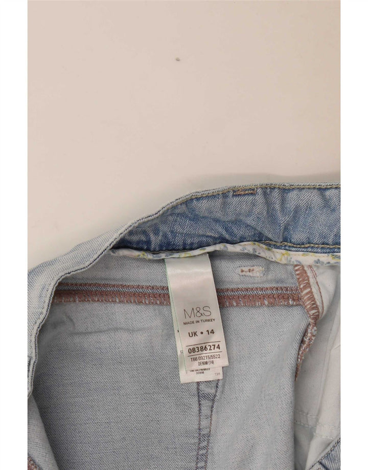Marks & Spencer Womens Denim Shorts UK 14 Large W34  Blue Cotton