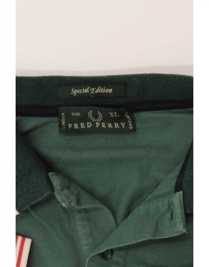Fred Perry Mens Polo Shirt XL Green Striped