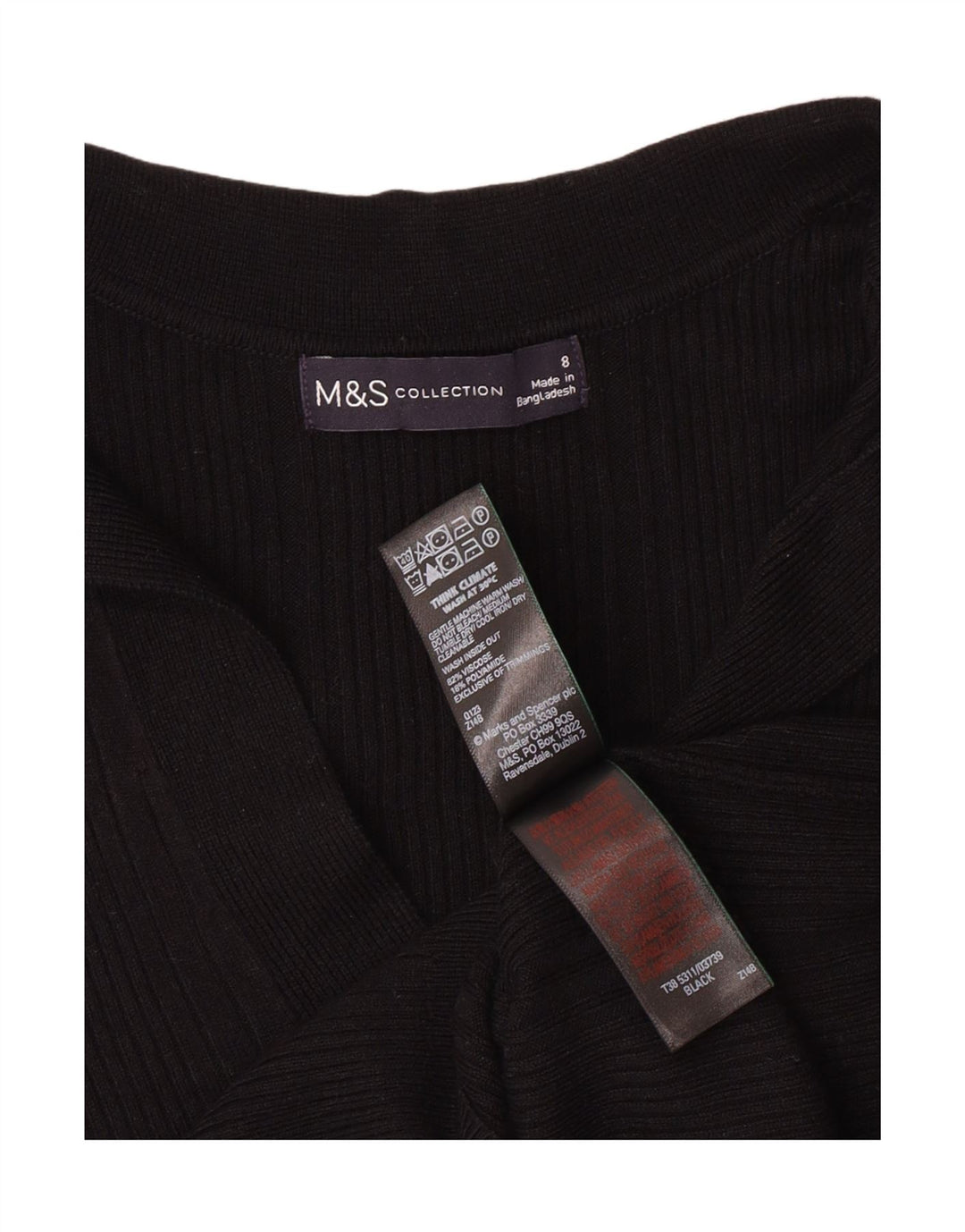 MARKS & SPENCER Womens Polo Neck Jumper Sweater UK 8 Small  Black Viscose