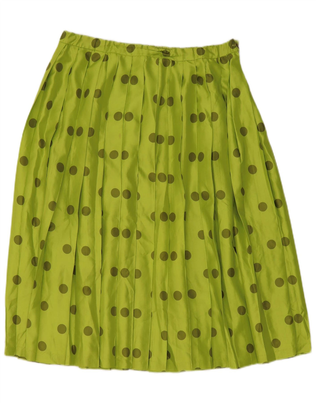 VINTAGE Womens Pleated Skirt W30 Medium Green Polka Dot
