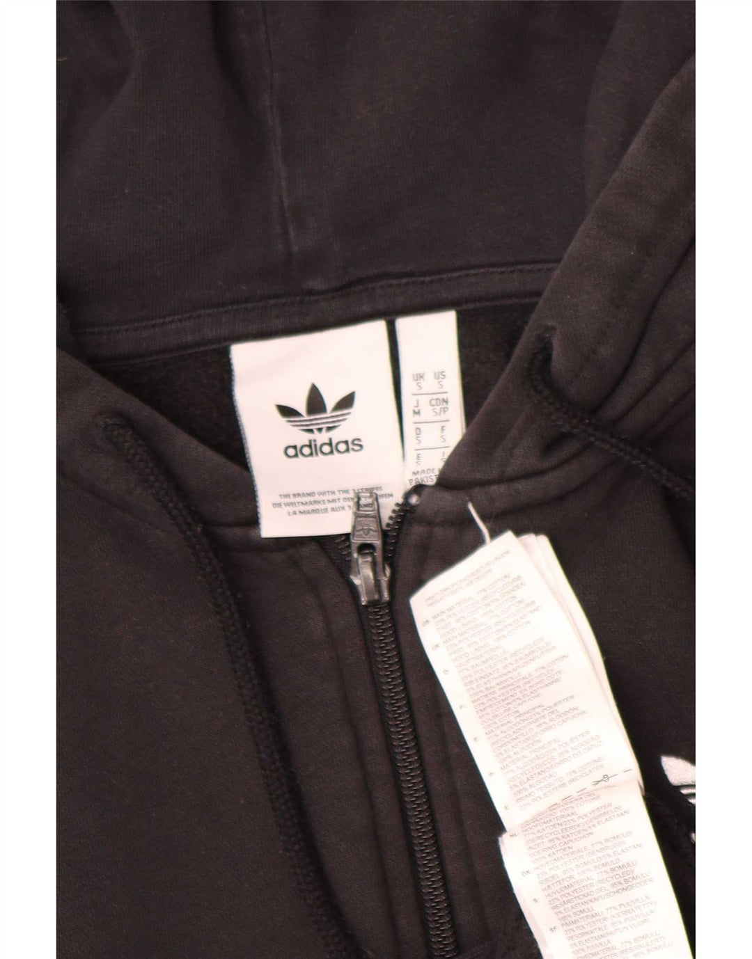 Adidas Mens Zip Hoodie Sweater Small Black Cotton