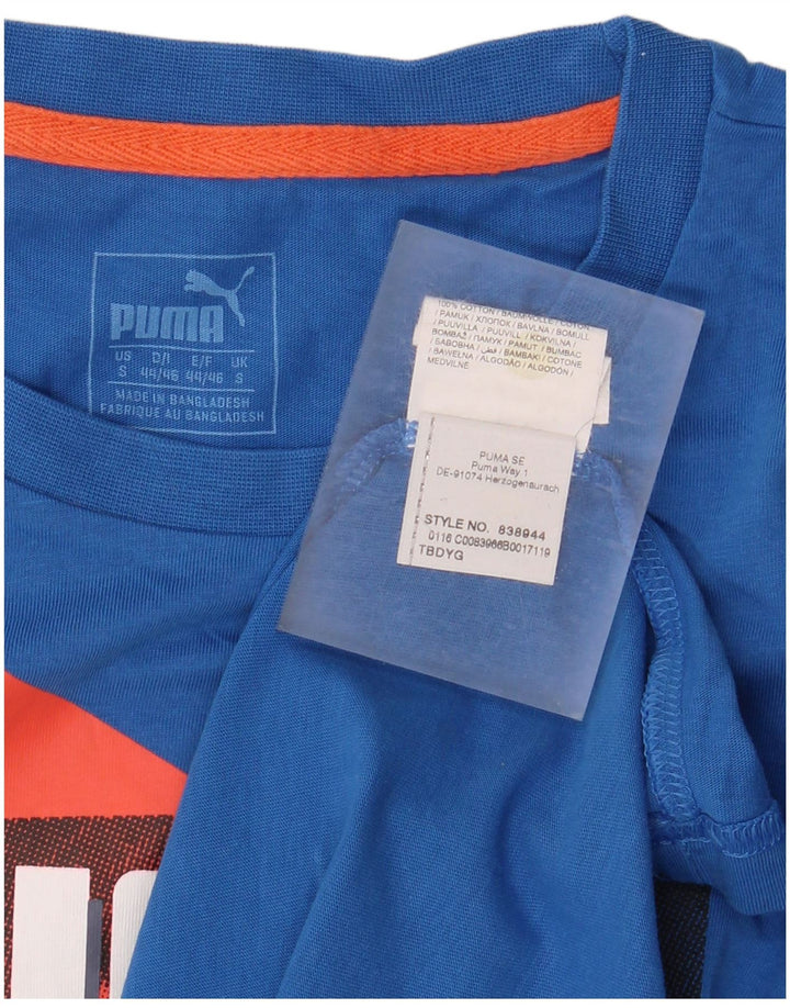 Puma Mens Graphic T-Shirt Top Small Blue Cotton