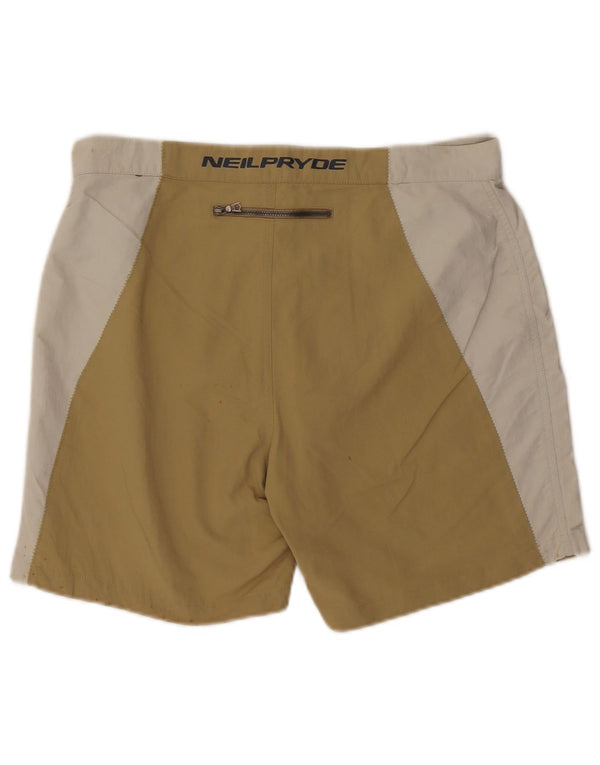 NeilPryde Mens Graphic Swimming Shorts Large Green Colourblock Cotton