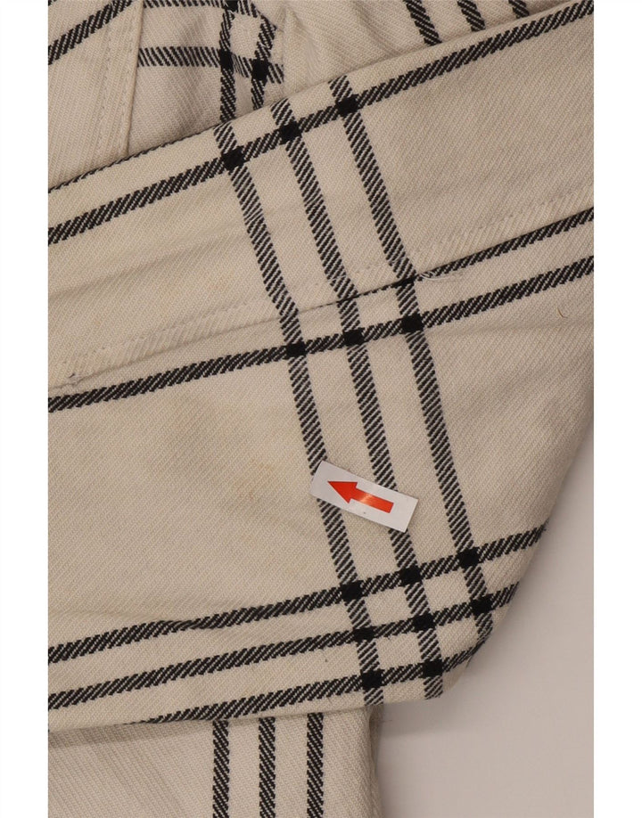 Zara Mens Overshirt Relaxed Fit Flannel Shirt Large White Check Cotton