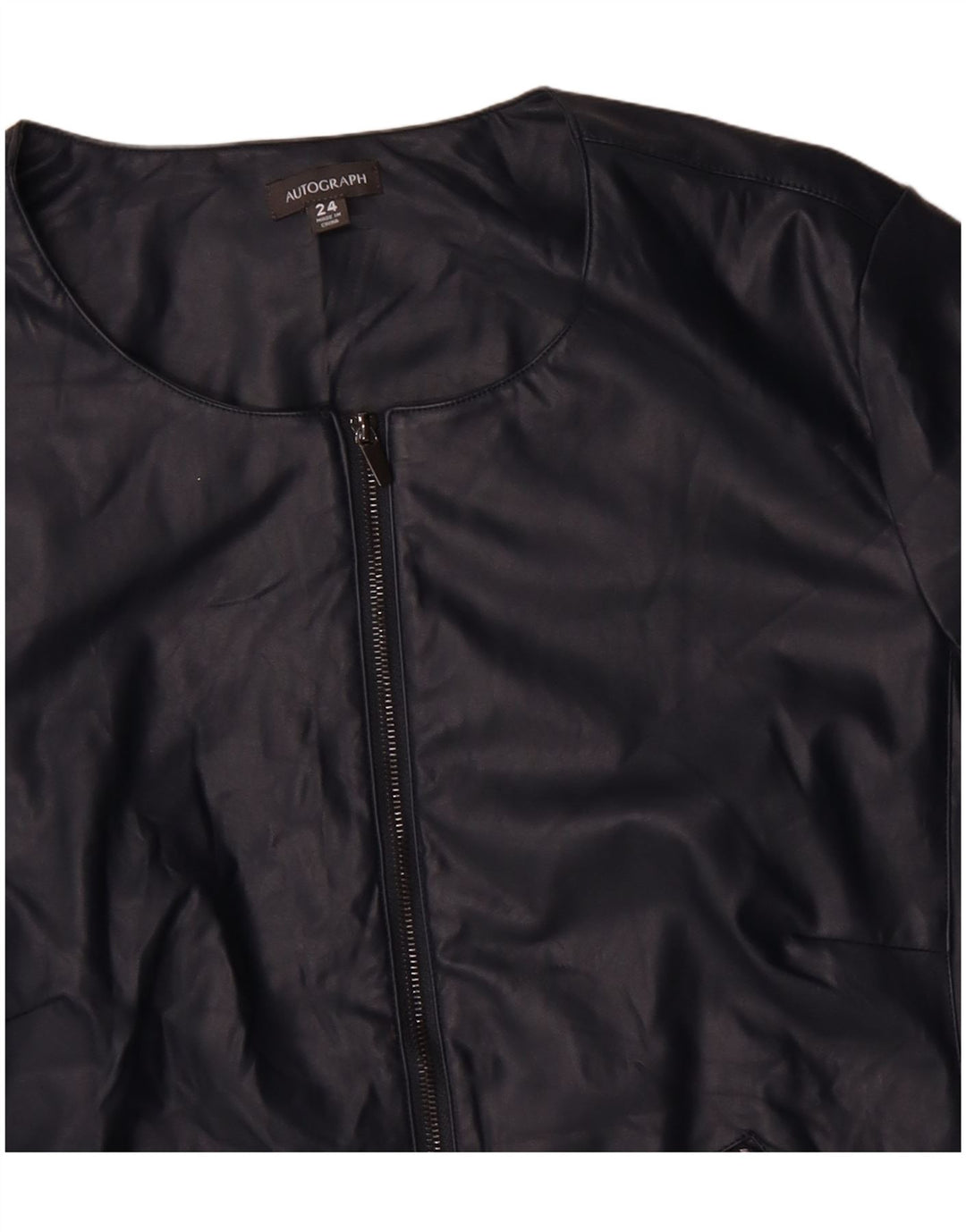 Marks & Spencer Womens Autograph Bomber Jacket UK 24 4XL Navy Blue
