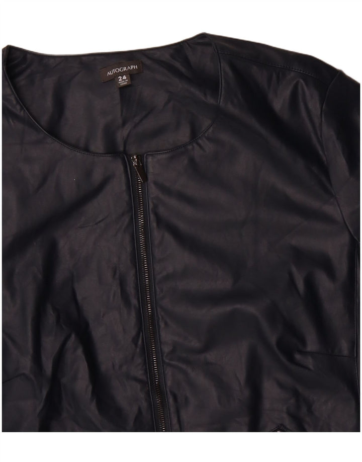 Marks & Spencer Womens Autograph Bomber Jacket UK 24 4XL Navy Blue