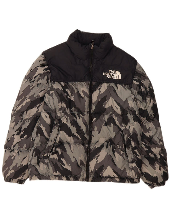 The North Face Boys Padded Jacket 11-12 Years Large Grey Camouflage