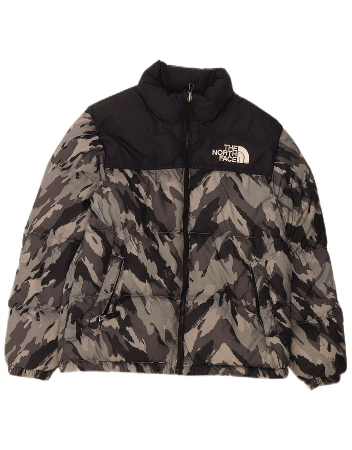 The North Face Boys Padded Jacket 11-12 Years Large Grey Camouflage