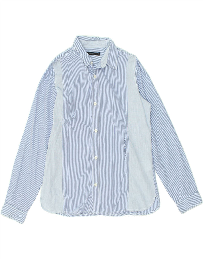 CALVIN KLEIN Boys Shirt 11-12 Years Blue Pinstripe Cotton | Vintage Calvin Klein | Thrift | Second-Hand Calvin Klein | Used Clothing | Messina Hembry 