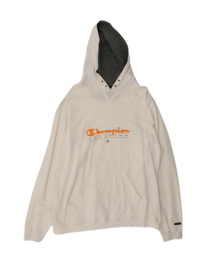 CHAMPION Mens Training Graphic Hoodie Jumper XL White Vintage Champion and Second-Hand Champion from Messina Hembry 