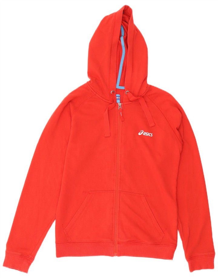 Asics Mens Zip Hoodie Sweater Medium Red Cotton